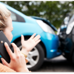 woman on a cell phone reporting an accident