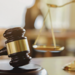 courtroom gavel and justice scales