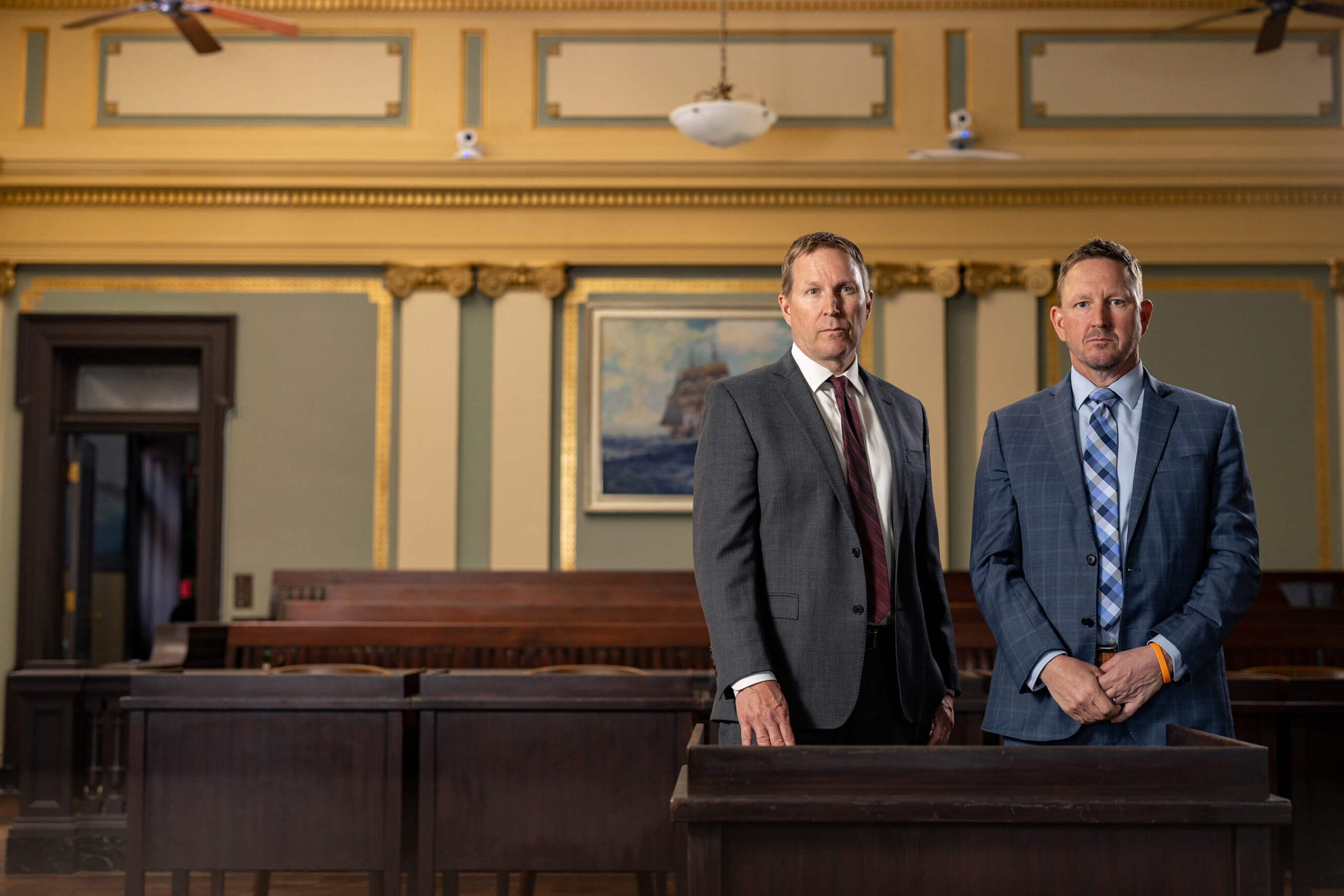 two trial lawyers in a courtroom